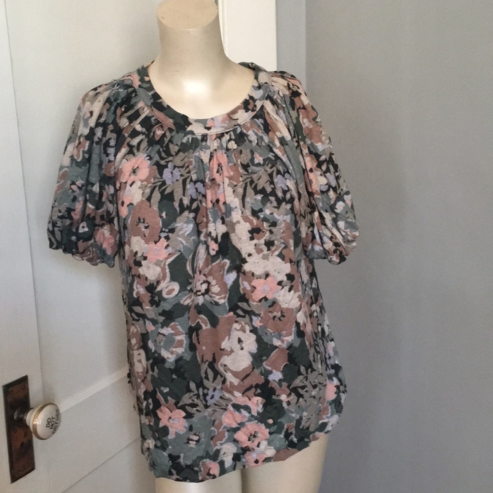 Maeve for Anthropologie floral puffy sleeve shirt‎